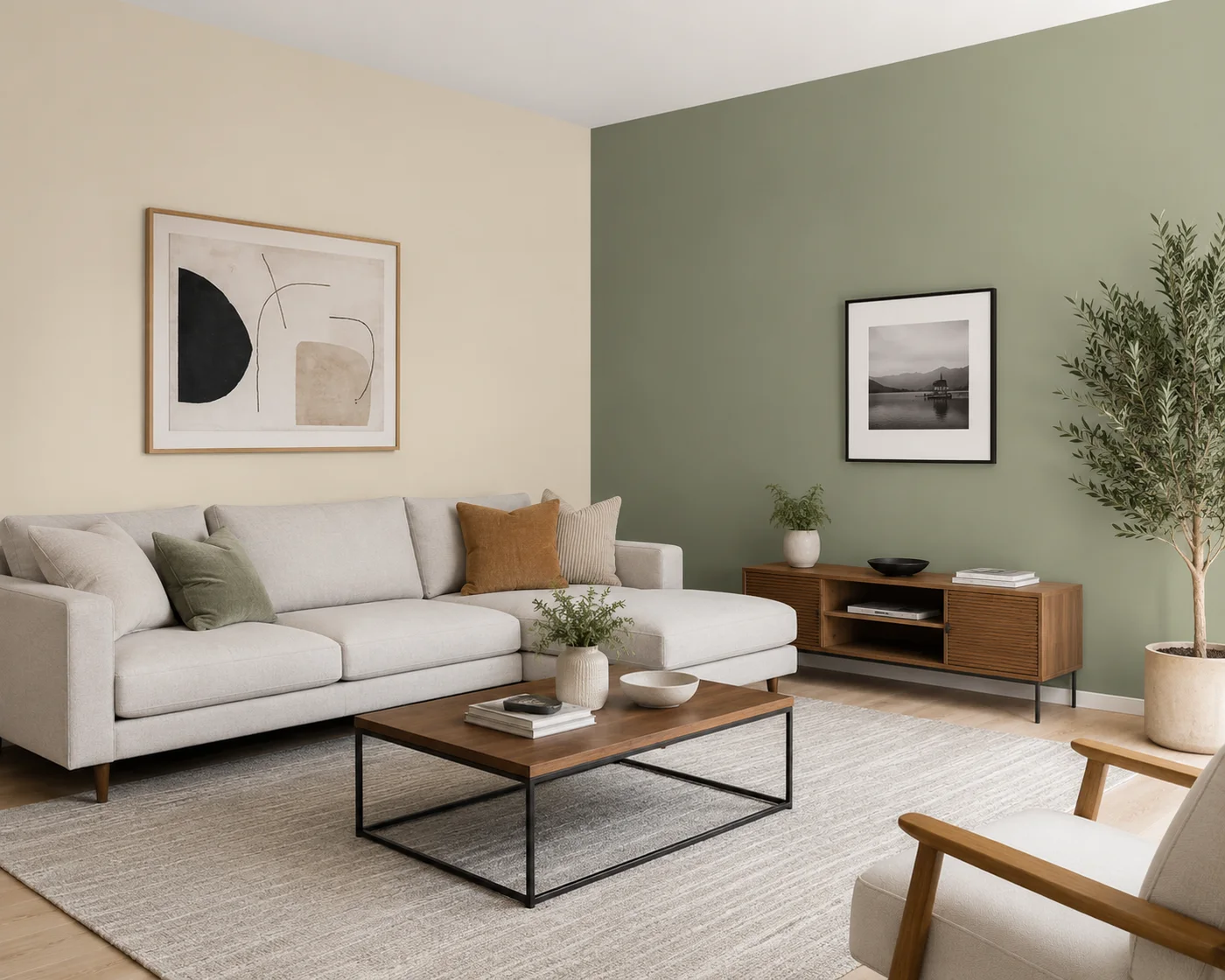 Earthy Living Room Interior paint color combination — Meadow Lark