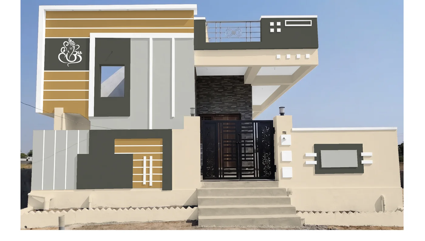 Neutral Single floor Exterior paint color combination — Moon Beam